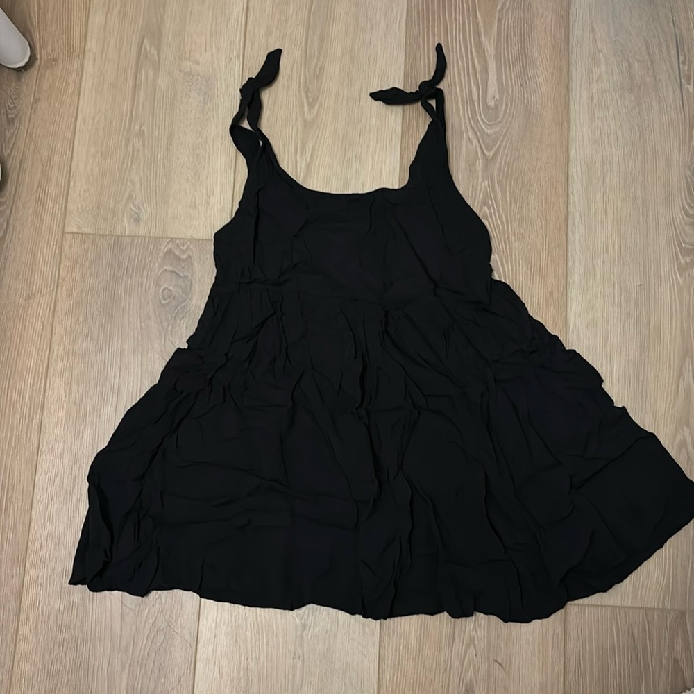 Black dress with ties on shoulders